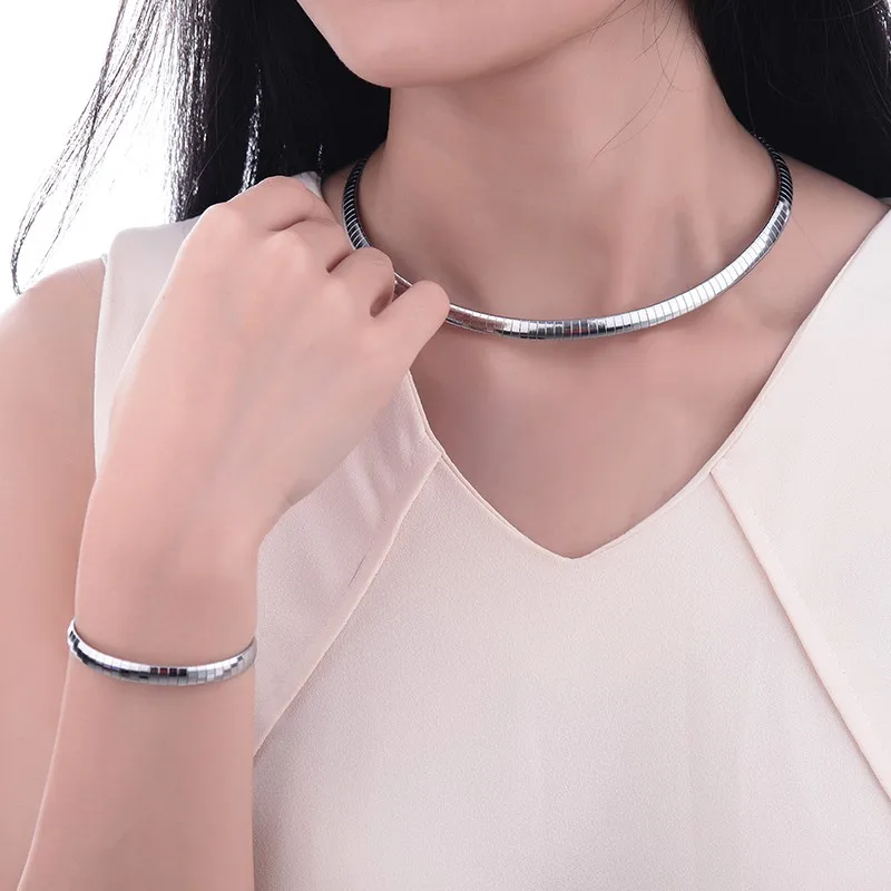 Baoyan модные 316L Нержавеющая сталь змея цепи золотые Цвет колье Цепочки и ожерелья