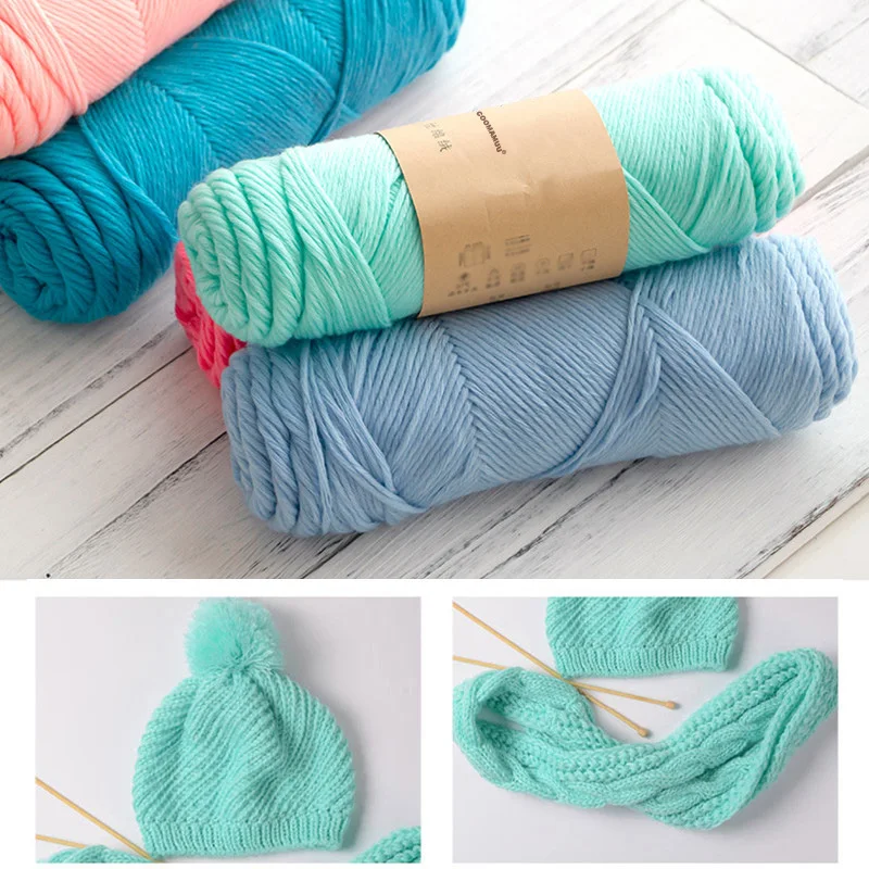 

2pcs/lot 250g Natural soft Silk Milk Cotton Yarn Thick Yarn For Knitting Baby Wool Crochet Scarfcoat Sweater Weave Thread