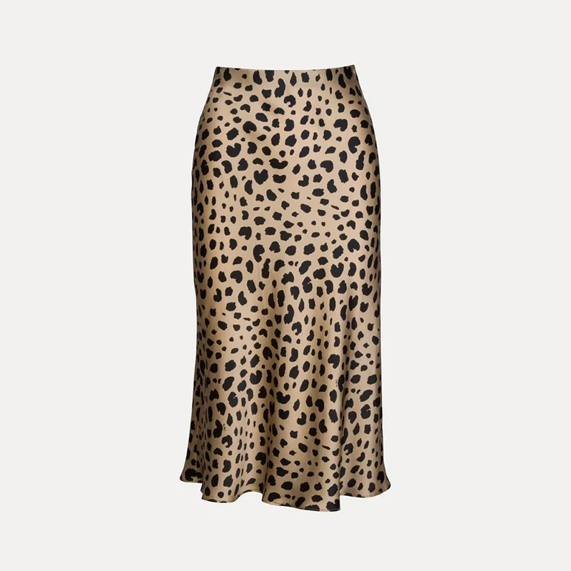 Klacwaya/леопардовая шелковая юбка-карандаш для девочек, Женская мода, высокая юбка с тонкой талией, для девушек, шикарный принт с животными, Русалка, Jupe femme