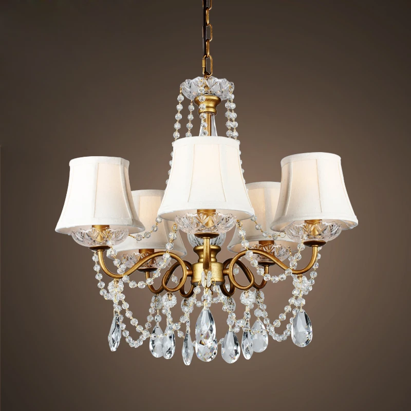 

LFH Modern Crystal Chandeliers E14 Bulb Milk White Lighting Living Room Cristal Chandelier Lights Luxury Fabric Fixture Cover