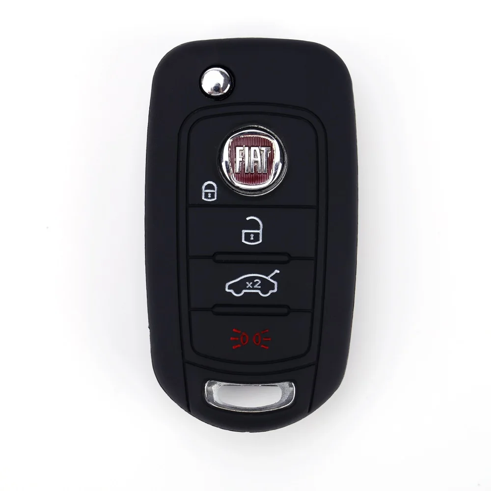 

2019 Silicone Car Key Case Cover For Fiat 500X Toro Tipo Egea 4 Button Remote Holder Flip Folding Protector For Dodge Neon Key