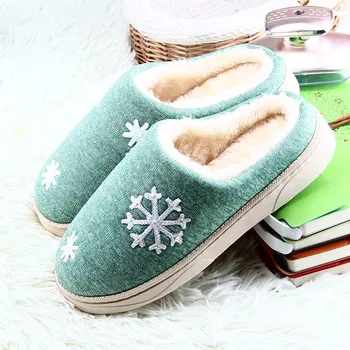 

Women Winter Indoor Slippers Short Plush Print Unisex Home Warm Flat Shoes Woman Slip On Faux Fur Home Cotton Slipper Footwear