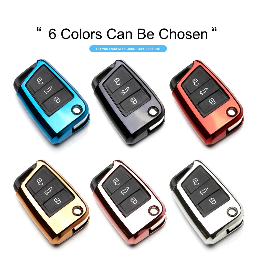 KUKAKEY 6 Colors TPU Car Key Cover Case For Volkswagen VW Golf 7 GTI R MK7 Tiguan Key Bag Shell Holder Car Keyrings keychain