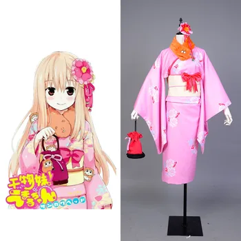 

Himouto! Umaru-chan Kimono Cosplay Costume Pink Full Set Suit Halloween Carnival costume for adult