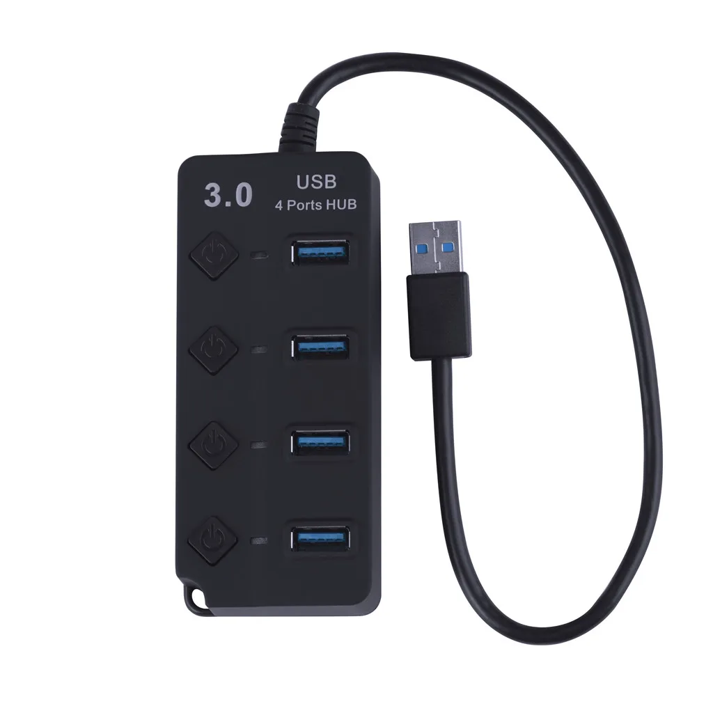 BK VOBERRY USB 3.02.4A зарядки 4-портовый высокоскоростной 5 Гбит/с USB концентратор с планшетный ПК независимых Мощность переключатель светодиодный - Цвет: BK