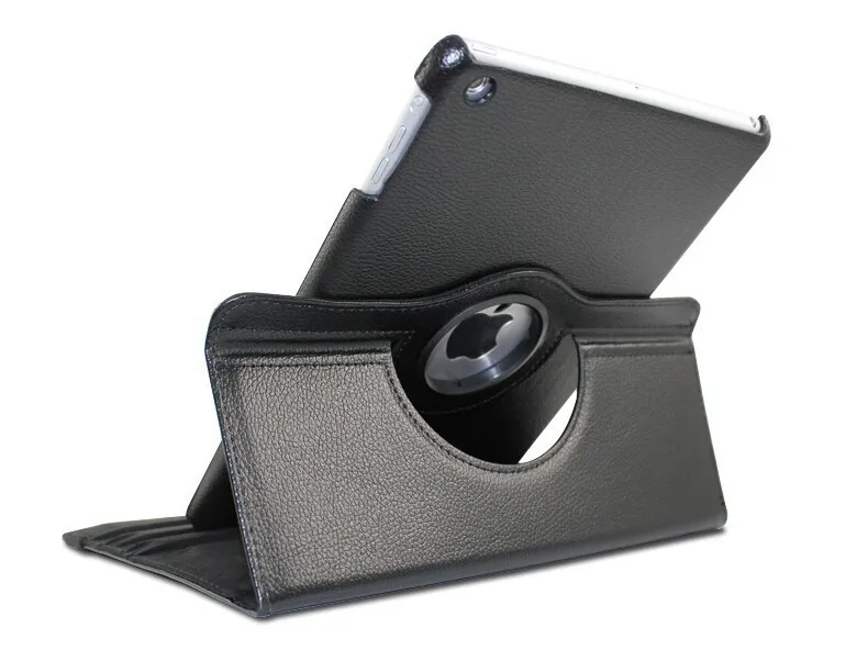 SZEGYCHX, Чехол для планшета iPad 9.7 дюймов новая модель / Air 1 / Air 2, флип чехол с углом вращения 360, искусственная кожа, смарт-чехол на стойке - Цвет: Черный