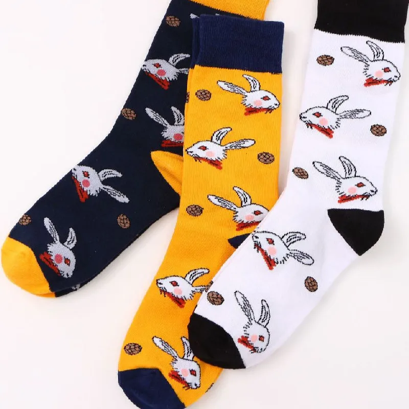 

New arrival cotton jacquard rabbit head pattern art socks women socks Korean funny socks cute Harajuku novelty Sokken Calcetines