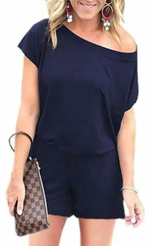 Для женщин одного плеча Повседневное Playsuit женская летняя сумка для пляжа однотонные повседневные Костюмы пляжного стиля Дамская Летняя одежда