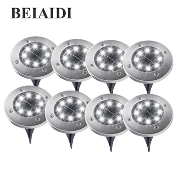 

BEIAIDI 8PCS Outdoor 8 LED Solar Ground Lamp Landscape Lawn Stair Underground Buried Light Outdoor Garden Pathway Deck Light