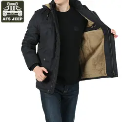 AFS джип зимняя куртка Для мужчин пальто ветровка флис толстый теплая верхняя одежда Для мужчин военные Повседневное с капюшоном воротник