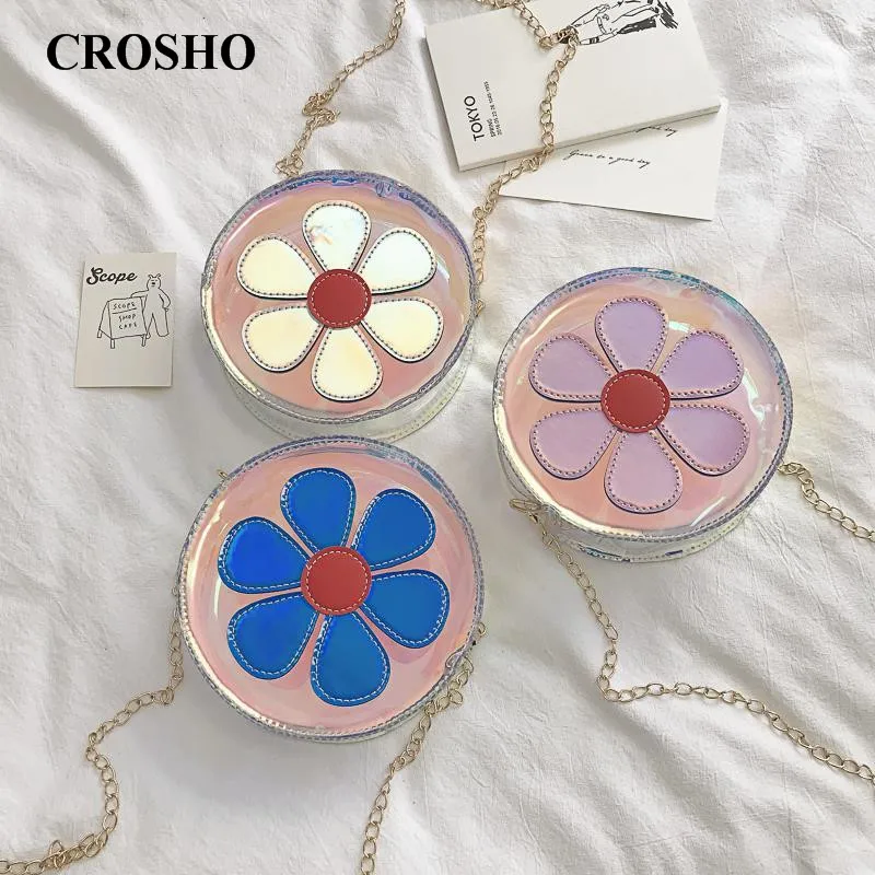 

CROSHO Transparent Small Bag Summer Laser Personality Students Composite Bag Circular