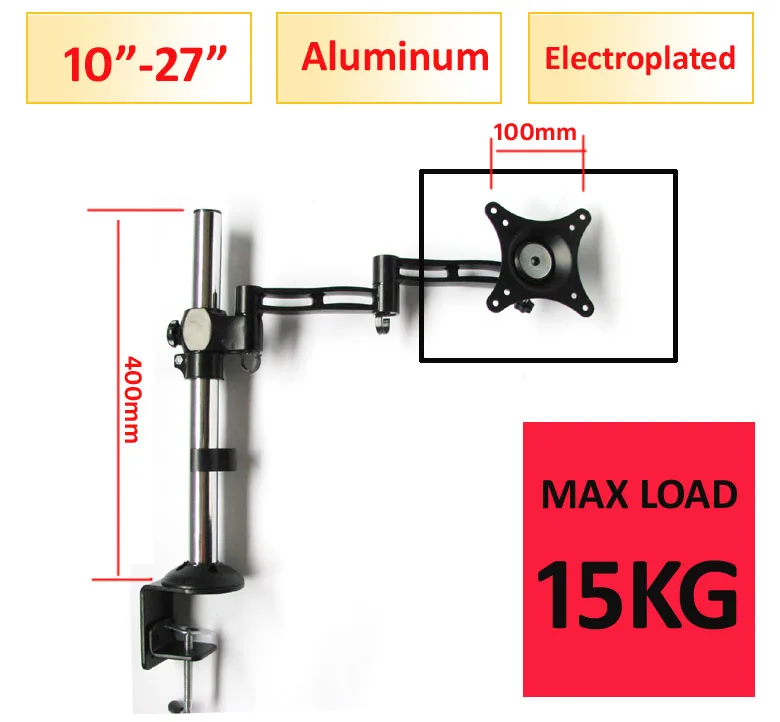 

DL-T502 height adjustable aluminum 360 rotate lcd tv table mount full motion 10-27" monitor desktop stand screen bracket holder