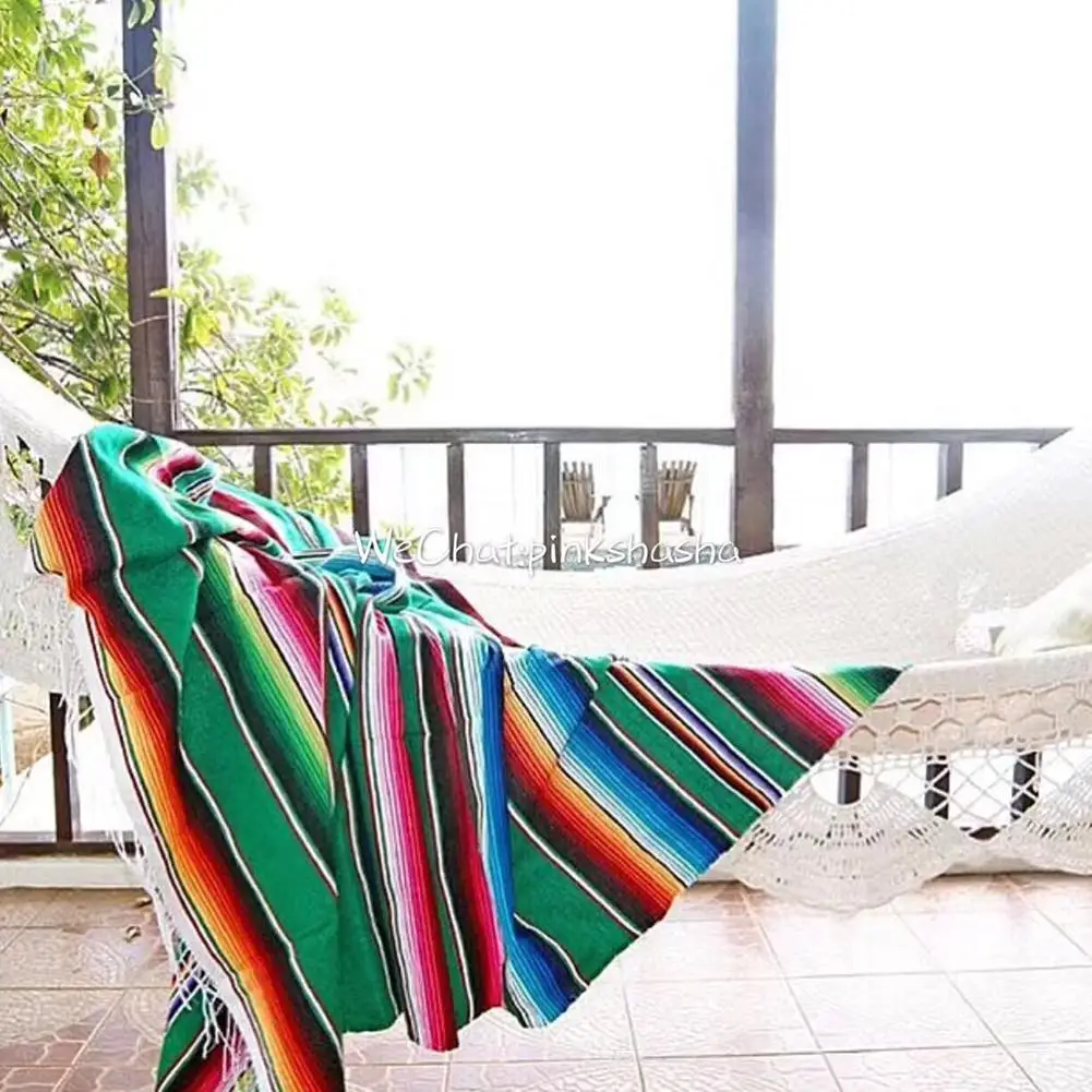 Мексиканский стиль кисточка для скатерти Радуга узор хлопок цвет полосы шаль карнавал одеяло вечерние свадебные украшения