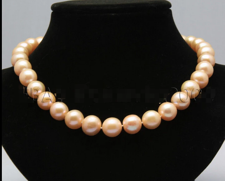 

shipping 2015 fashion beautiful 11-10mm pink freshwater pearls necklace 17" 14KGP/585 clasp