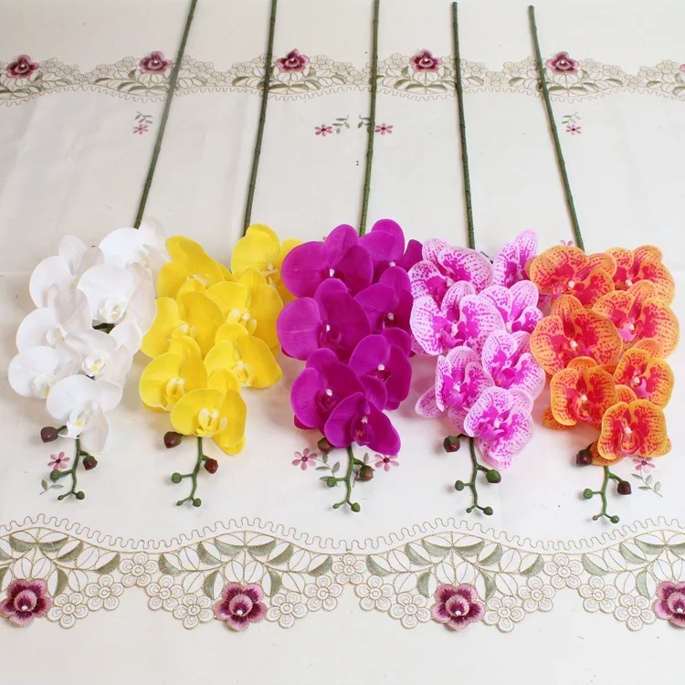 

shine&sasha 7 Heads 85cm artificial Phalaenopsis advanced latex silicon real touch big orchid orchidee white multicolor wedding