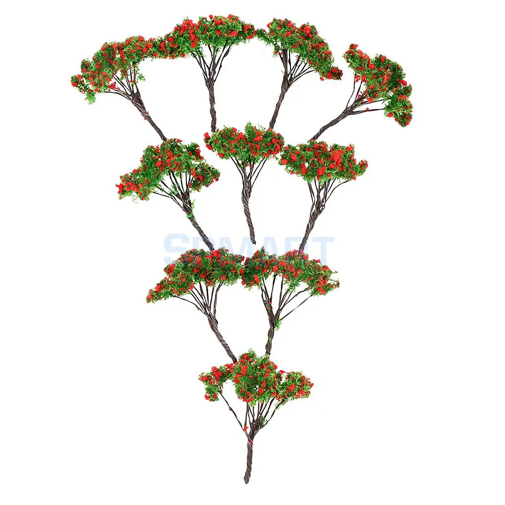 10Pcs Metal Wire Flower Tree Models 5cm 1/200 for RR Train Railway Scenery DIY Miniature Landscape Building