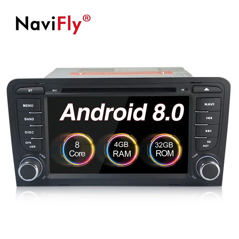 

NaviFly Android 8.0 PX5 Car dvd player radio audio for AUDI A3 S3 RS3 2002-2011 GPS Navigation 4G WIFi RDS BT DAB OBD DVR