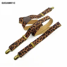 Личная кожаная с леопардовым принтом аксессуары Эластичные подтяжки для женщин Бронзовый зажим дополнительный отделка клип модные красивые ремни