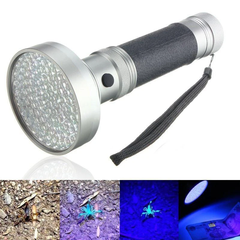 100 LED UV Ultra Violet Blacklight Scorpion Flashlight Money Detector