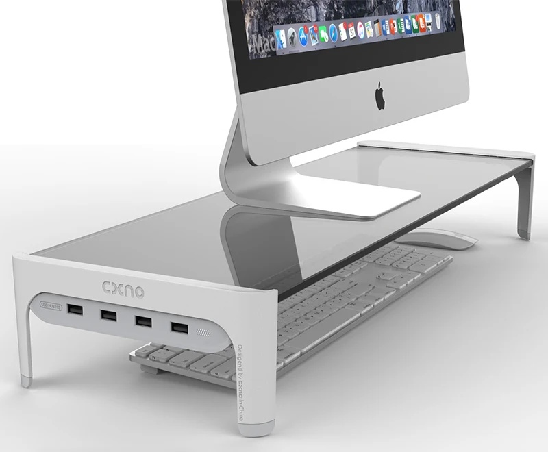  New Desktop Monitor Notebook Laptop Stand Space Bar Non-slip Desk Riser with 4ports USB Hub Data Tr