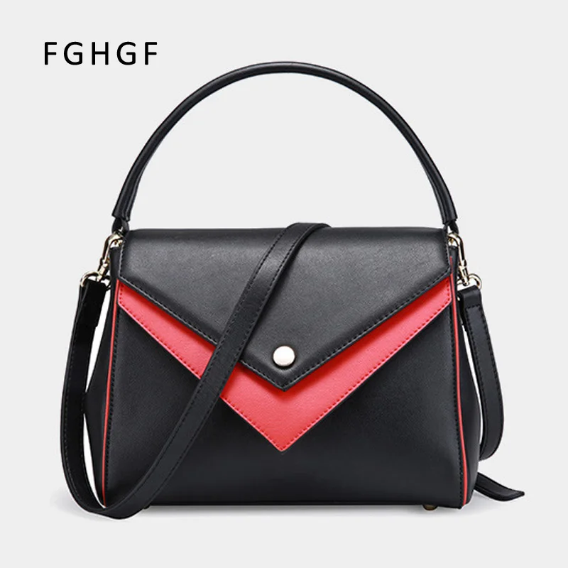 

2019 New Women's Bag Hit Color Portable Messenger Bag Ladies Fashion Shoulder bag Genuine Leather
