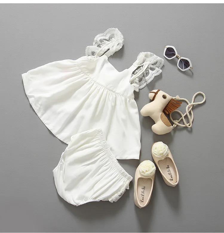 spesifikasi 2 PCS 0 24bulan Musim Panas Yang Baru Lahir Pakaian Set Putih Lucu t shirt + Celana Pendek Baju Olahraga Bayi 1st Birthday bayi Gadis Pakaian BC1267