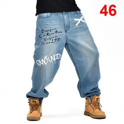 Холил мешковатые джинсы мужские джинсовые широкие брюки уличные джинсы хип хоп повседневные скейтерские штаны с принтом для мужчин плюс
