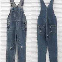 Комбинезоны для женщин джинсы комбинезоны джинсы Повседневная Свободная Полная длина Комбинезоны с дырками одноцветное джинсовые штаны широкие брюки комбинезон женский