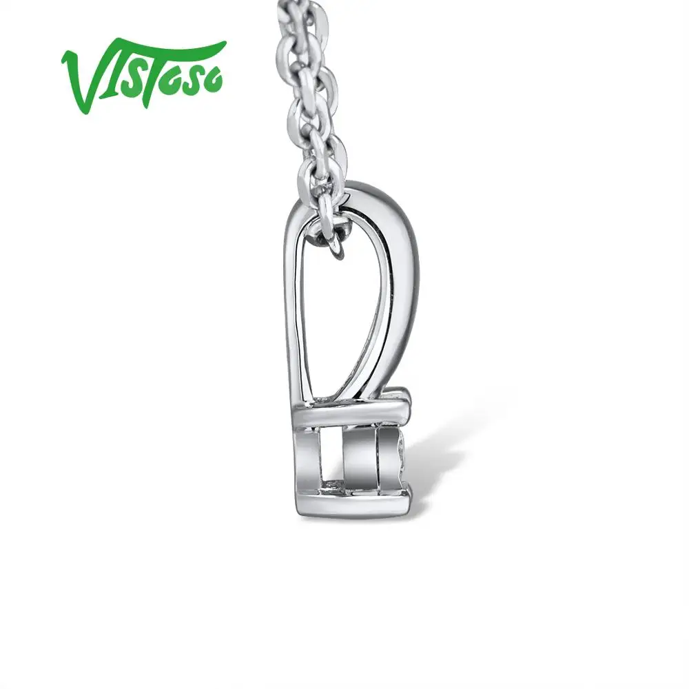 VISTOSO Pure 14K 585 белое золото сверкающая иллюзия набор чудо тарелка алмазный кулон