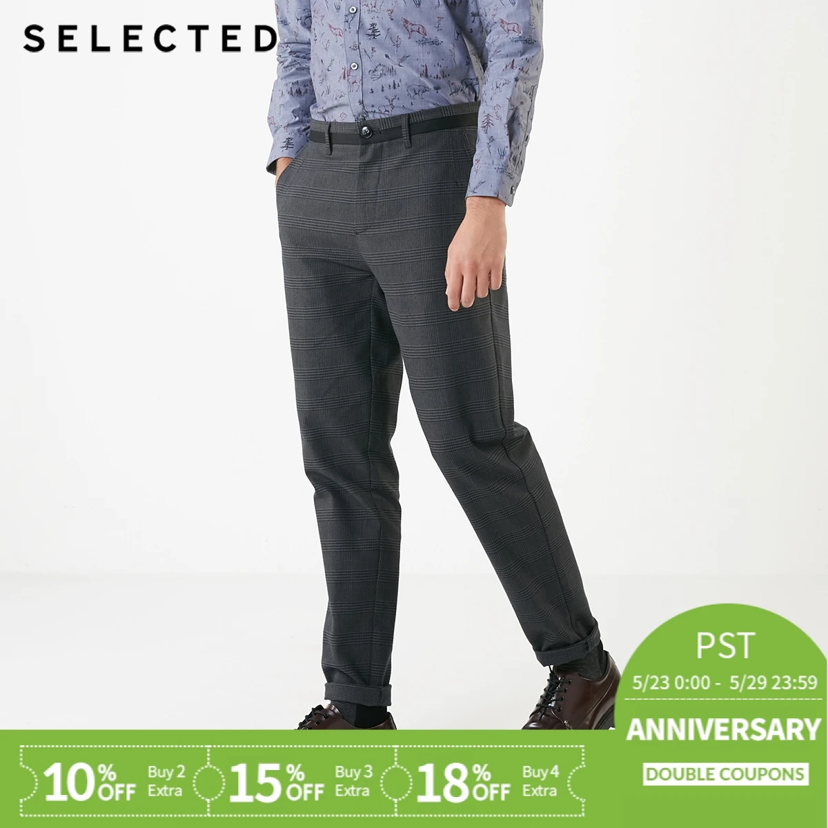 

SELECTED, crisp contain cotton grid fashion foot men's cultivate morality leisure trousers S | 418414527