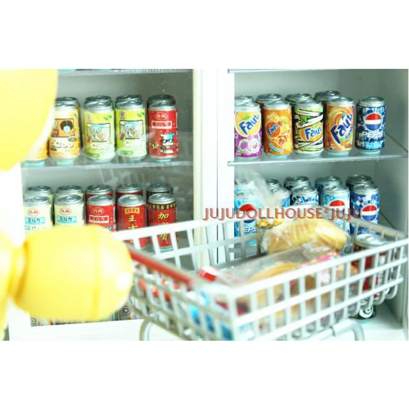 6PCS Cute Mini Simulation Qoo Beverage Models Dollhouse Miniature Juice Milk Drinks Pretend Play Doll Food Toy
