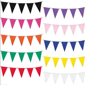 

8M 15 Flags Green Red White for Birthday Stain Silk Bunting Banners Pennant Baby Shower Wedding Garland Flags Party Decoration