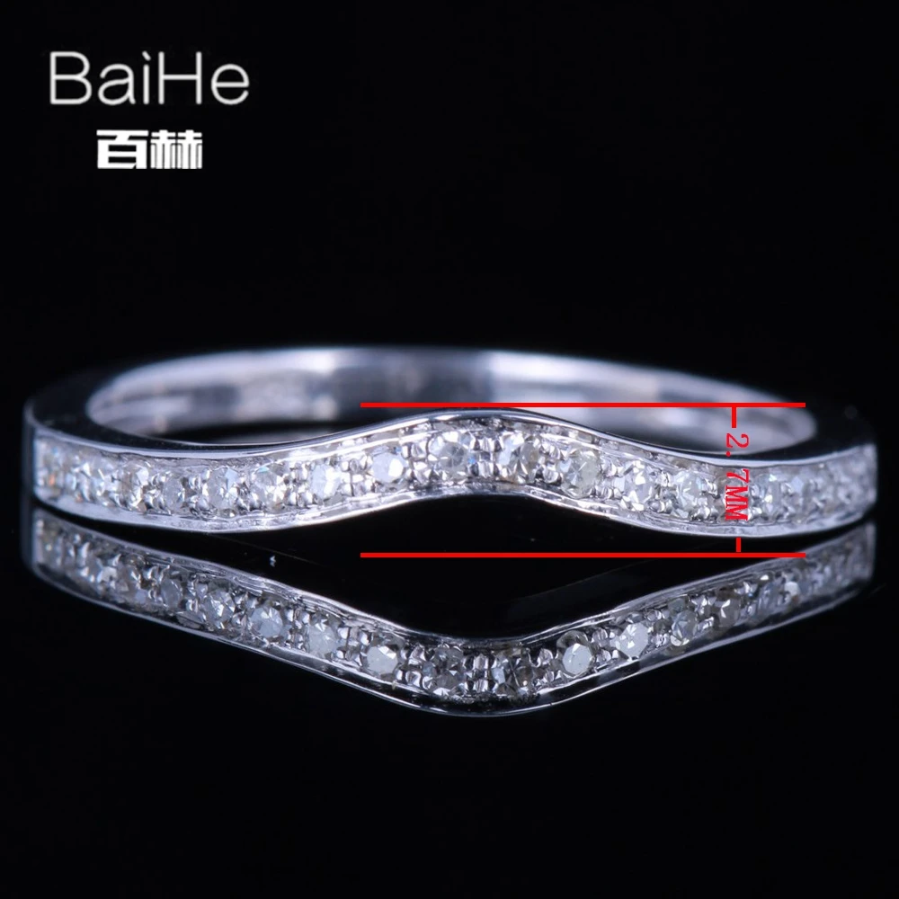 BAIHE Solid 14 K белое золото(AU585) 0.2CT сертифицированные H/SI круглые ограненные настоящие бриллианты свадебные женские модные ювелирные изделия кольцо