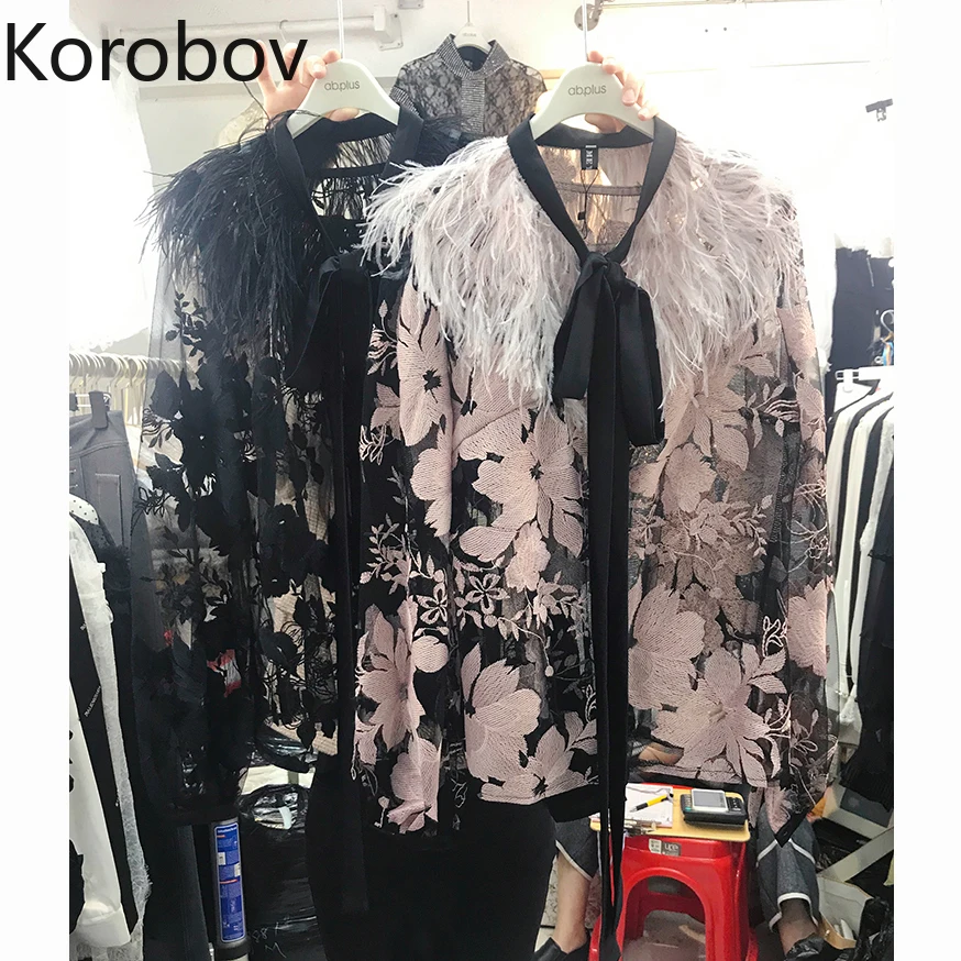 Korobov Корейская элегантная женская блузка с перьями и кисточками Vogue новые