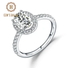 GEM'S балетные 925 пробы серебро 1.57Ct овальные бриллиантовые имитирующие люкс Sienna Halo обручальные кольца для женщин Свадебные ювелирные изделия