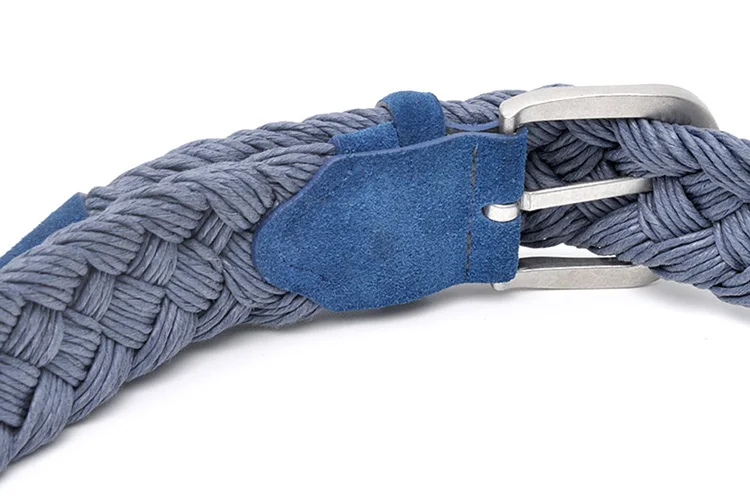 Замшевые плетеный кожаный ремень с воск веревки вязаные без отверстий хлопок ткань синий Ремни ручной работы Ремни от 30 "до 47"