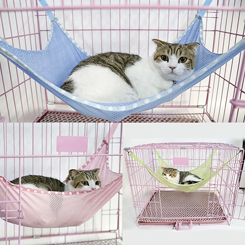 Summer Breathable Mesh Cloth Hammock Cage Clasp Hanging Bed for Pet Cat