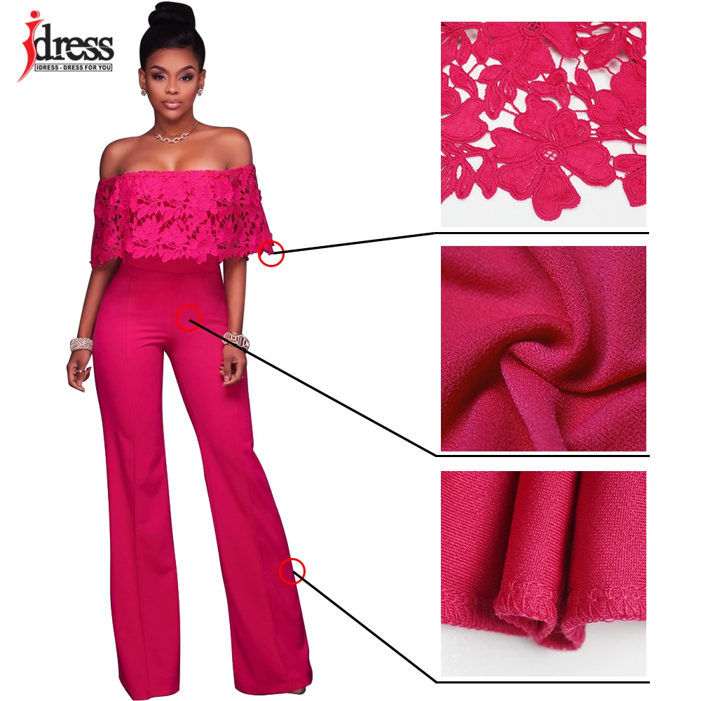 IDress Lace Crochet Rompers Women Jumpsuit Sexy Strapless Bodycon Jumpsuit Wide Leg Black White Yellow Long Pant Romper Overalls (20)