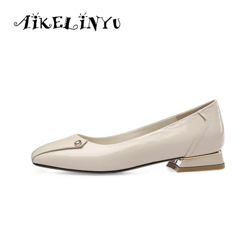 

AIKELINYU Women Pumps Spring Genuine Leather Heels Shoes Korean Shoes Women Slip on Footwear Work Shoes Ladies Party Dress Shoes