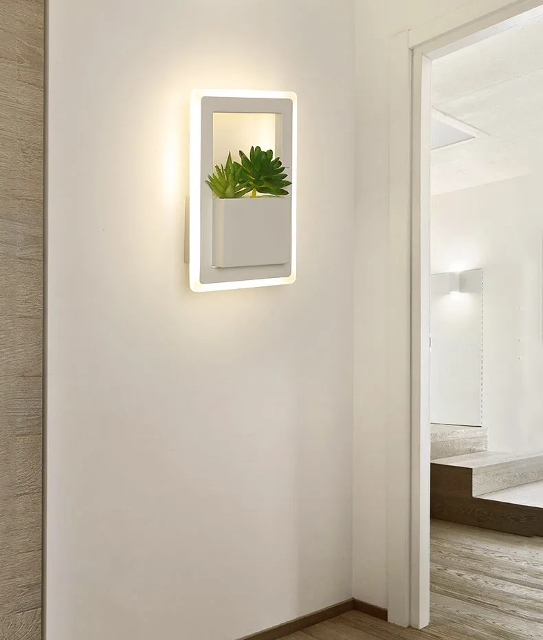 Simples e Moderno Luz de Parede Wecus Nova Arte Planta Lâmpada Cabeceira Personalidade Criativa Corredor Sala Estar Parede 7 Luminárias de parede