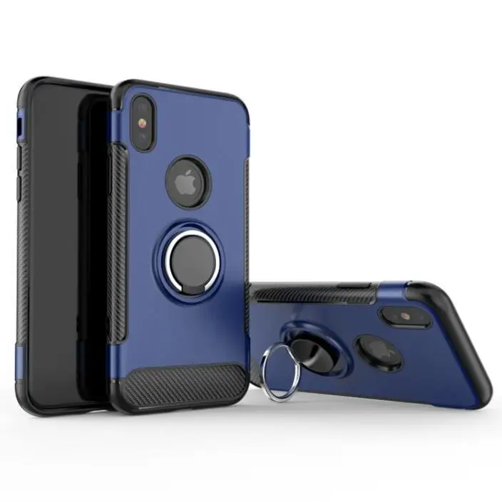 

FGHGF for iPhone X Ring Stand Phone Case iphonex Car Magnet Adsorption Cover Plastic Silicon Armor Shockproof for iPhone10 Cases