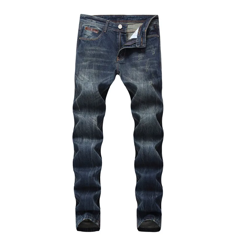 2018 Spring Scratched Jeans Men Slim Fit Fashion High Quality Dark Blue ...