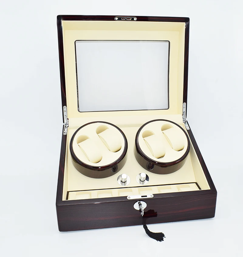 

Elegant Luxury Watches 2 Rotator 4+6 Watch Winders Storage/Display Case Mabuchi Motor Box Power Battery/Adaptor Plug Global Use