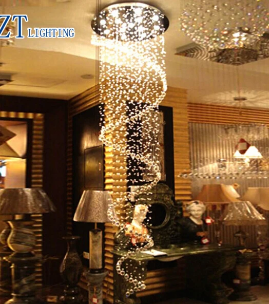 

T Luxury Circular Spiral Crystal Ceiling Light GU10 LED Bulbs Modern Creative Indoor Lighting Penthouse Floor Hall Stairs Light