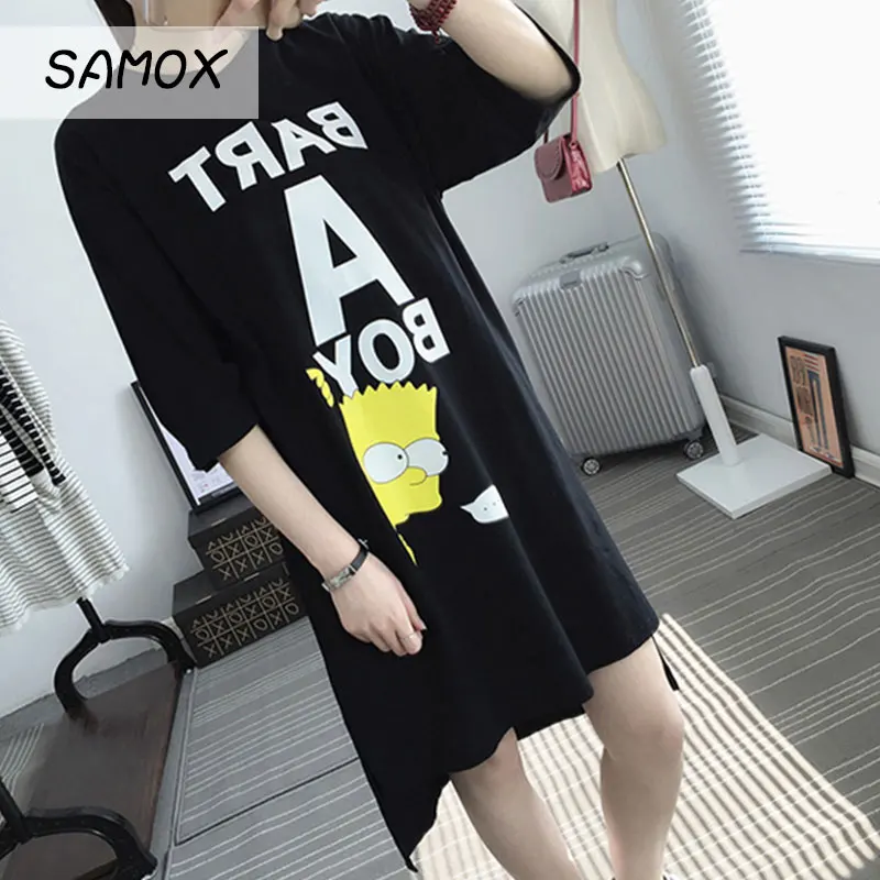 

JSMY 2019 New Summer Female Dress Simpson Print Loose Long T-shirt Dress Pajamas Home Service Dress
