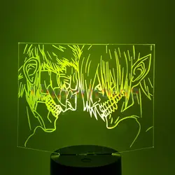 Атака на Титанов Eren 3D Новинка светодиодный ночник Shingeki no Kyojin Home Decor настольная лампа 3D визуальный ночник