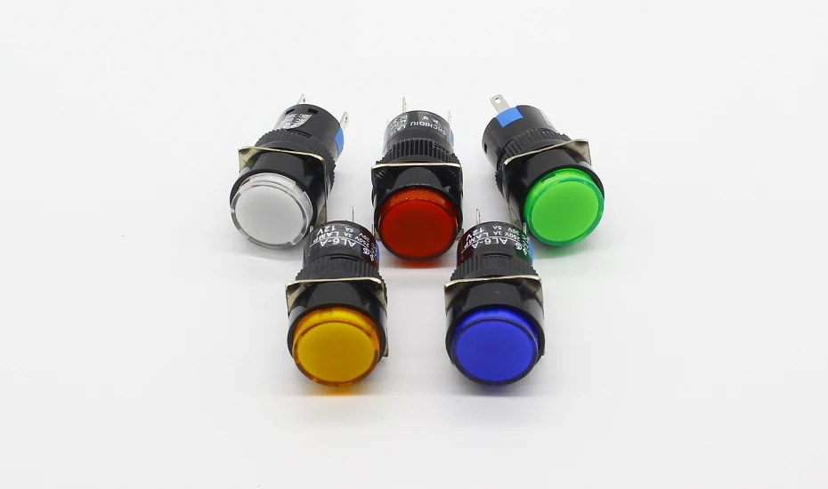 16 мм, постоянный ток, 6 в, 12 В, 24 В, 220 В, светодиодный кнопочный переключатель, синий, зеленый, красный, желтый, белый, фиксированные кнопочные выключатели с фиксацией, Пуск