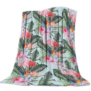 

Plants And Flamingos Throw Blanket Warm Microfiber Blanket