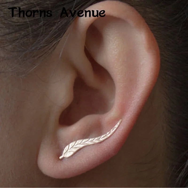 

Thorns Avenue Fashion 2 Colors Leave Shape Push-back Stud Earring Women Jewelry Wedding Bridal Women Jewelry For Party