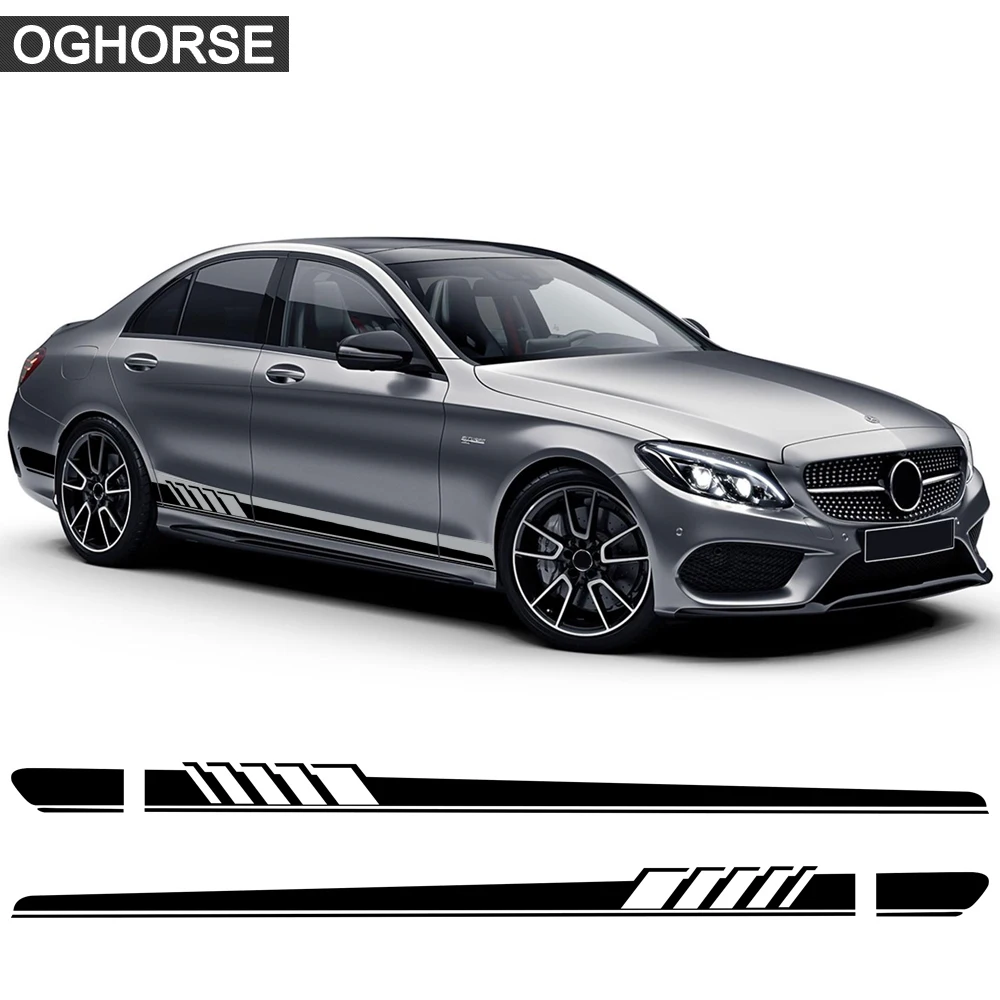 Editie 1 Side Streep Rok Sticker Voor Mercedes Benz C Klasse C63 C180 C200 C300 C350 C43 Coupe W204 w203 Accessoires|5d carbon|carbon blackstripe sticker - AliExpress